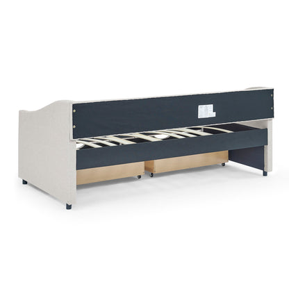 Upholstered Tufted Daybed with Storage Drawers