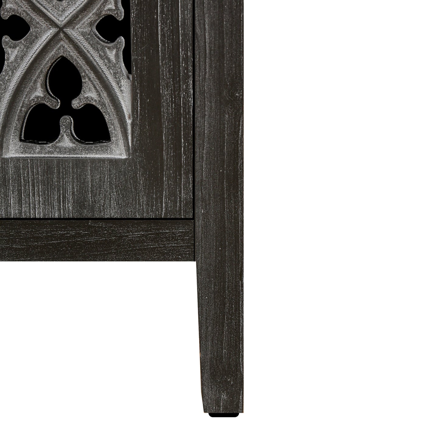 Hollow Four Door Antique Cabinet in dark wood with ornate metal fretwork by HouseOfZazla on Tampa Home & Garden Store