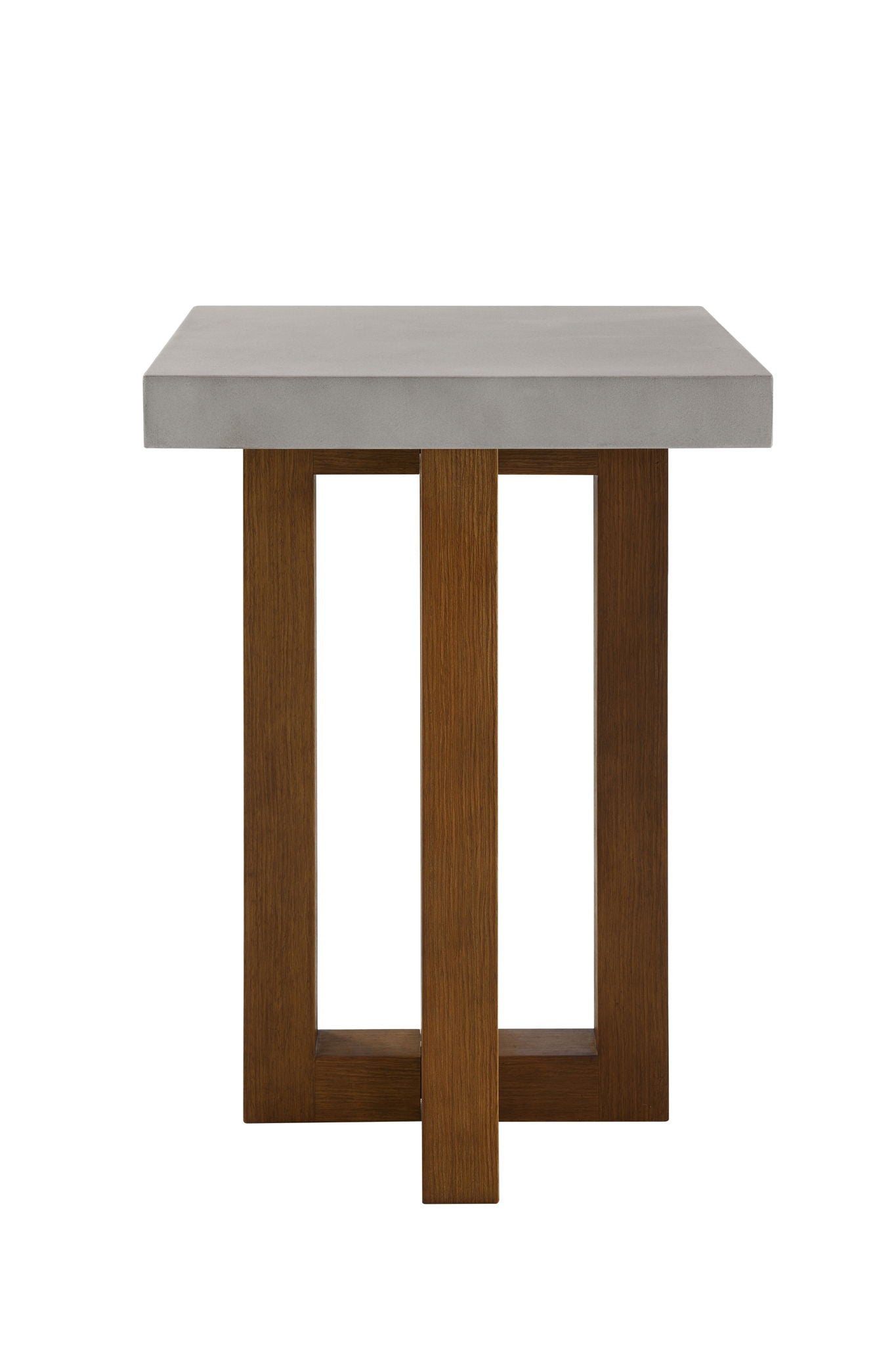 Keven Faux Concrete Top Table with gray top and warm wood legs HouseOfZazla on Tampa Home & Garden Store