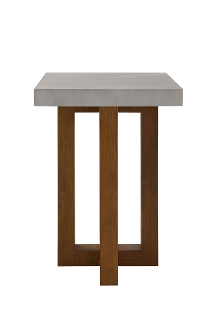 Keven Faux Concrete Top Table with gray top and warm wood legs HouseOfZazla on Tampa Home & Garden Store