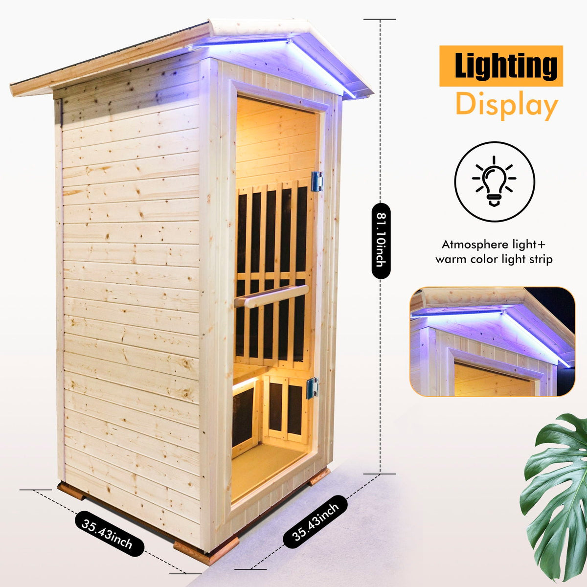 Single Person Spruce Infrared Sauna with Bluetooth Audio in natural finish by HouseOfZazla on Tampa Home & Garden Store