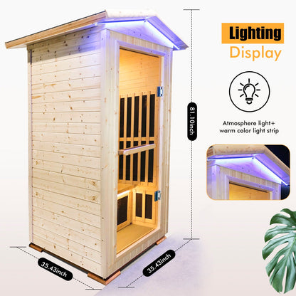Single Person Spruce Infrared Sauna with Bluetooth Audio in natural finish by HouseOfZazla on Tampa Home & Garden Store