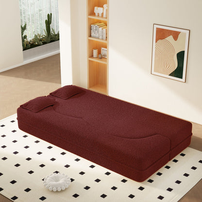 Modern Floor Sleeper Sofa Bed And Two Pillows