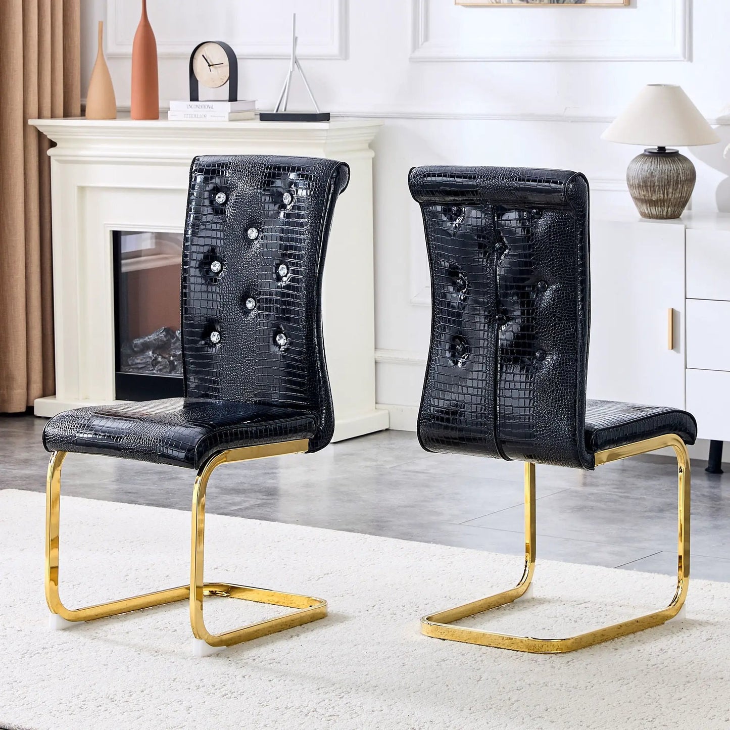 Elegant Faux Alligator Upholstered Dining Chairs