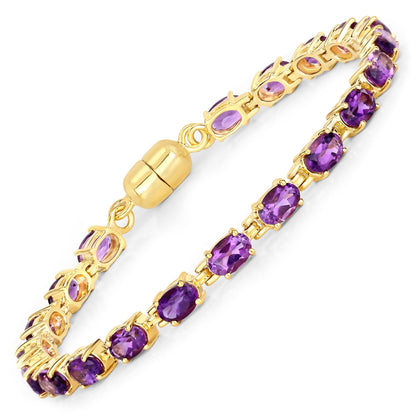 8.40 Carat Genuine Amethyst bracelet with gold-tone setting and oval stones on Tampa Home & Garden Store