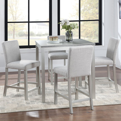 Counter Height 5-Piece Table Set with Upholstered Gray Chairs by HouseOfZazla, 4 seats on Tampa Home & Garden Store