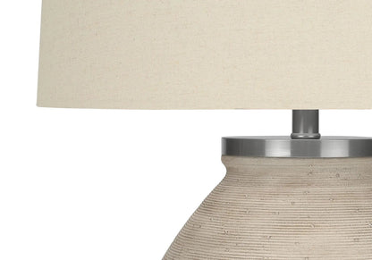 Cream Concrete Table Lamp with Linen Shade