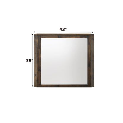 Rustic Walnut wood framed wall mirror by HouseOfZazla, 43in wide x 38in tall on Tampa Home & Garden Store