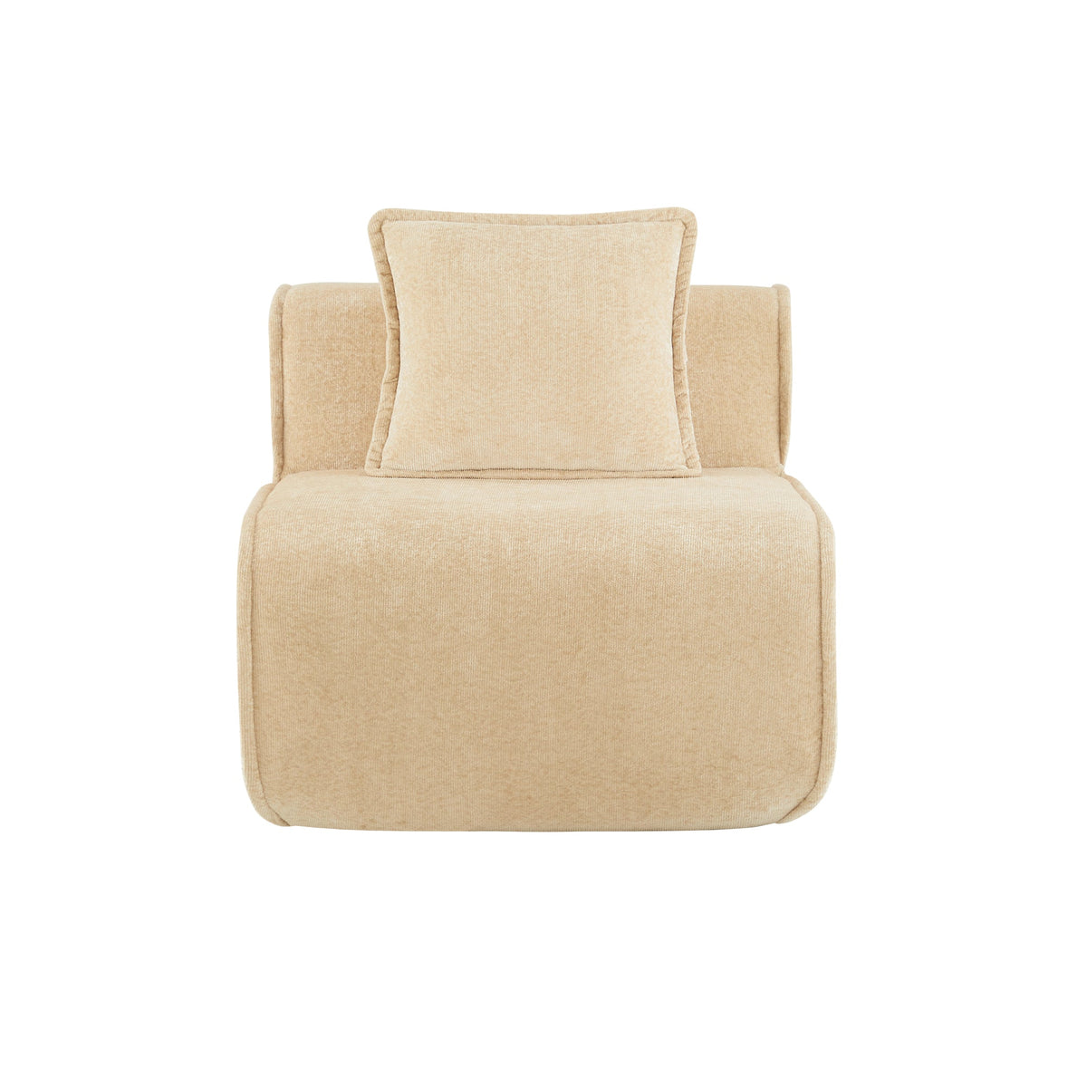 Armless velvet sofa light camel with plush back cushion HouseOfZazla on Tampa Home & Garden Store