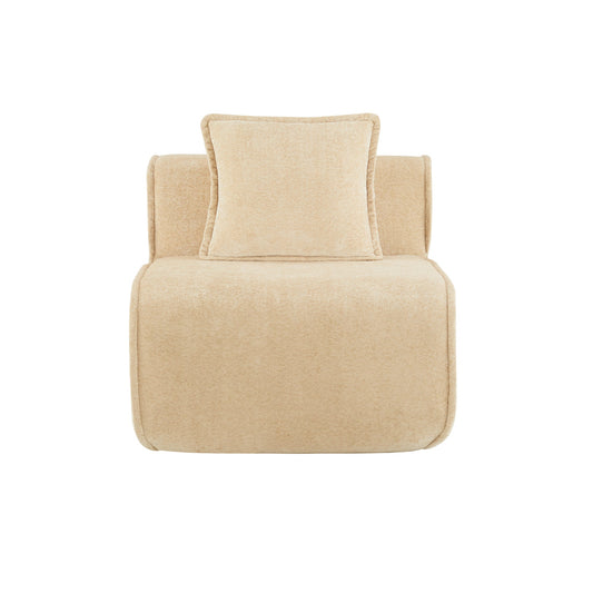 Armless velvet sofa light camel with plush back cushion HouseOfZazla on Tampa Home & Garden Store