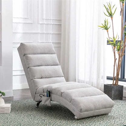 Massage chaise lounge by Unique Piece Furniture with remote control, gray upholstery on Tampa Home & Garden Store
