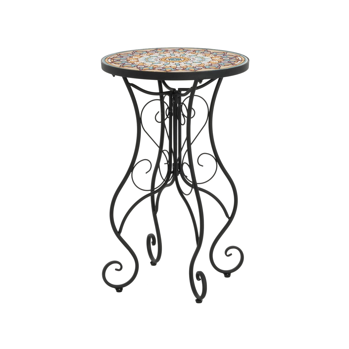 Round Ceramic Outdoor Table And Colorful Tile Top