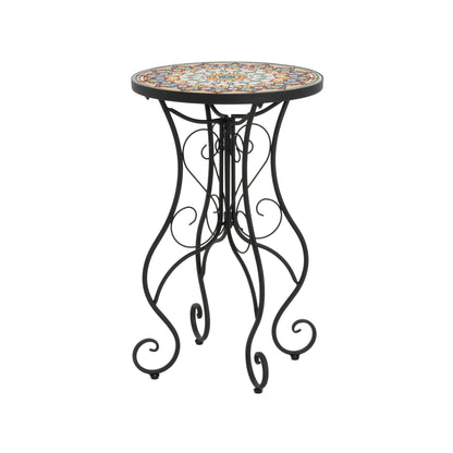 Round Ceramic Outdoor Table And Colorful Tile Top