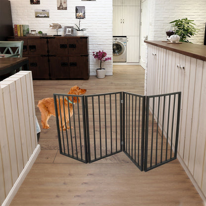 Dark brown HouseOfZazla pet gate folding freestanding for doorways and stairs on Tampa Home & Garden Store