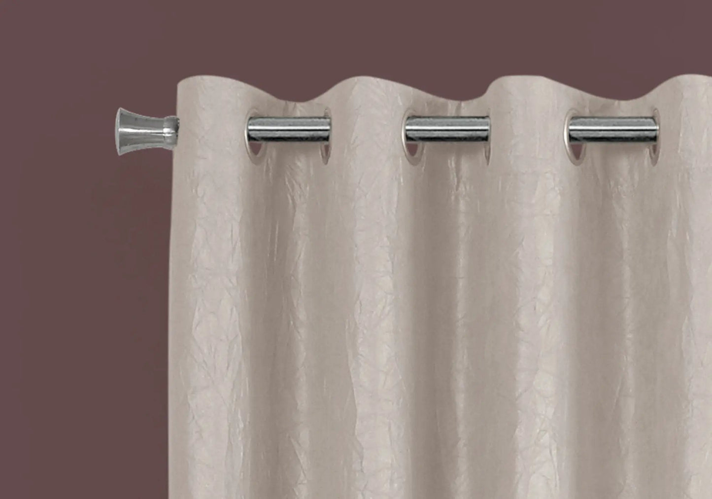 Beige room-darkening curtain panel, 2-piece set, with silver grommets on Tampa Home & Garden Store