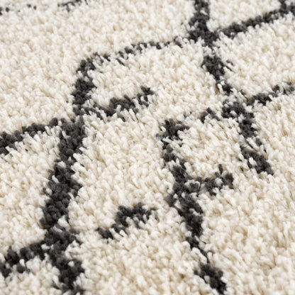 Pahala Moroccan Shag Area Rug cream and charcoal plush pile Boutique Rugs on Tampa Home & Garden Store