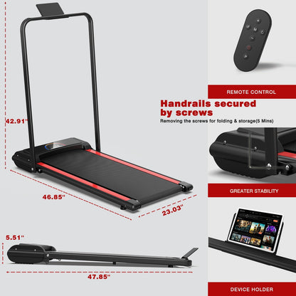 Folding Home Treadmill UpTrend Deals black frame red accents compact walking & running machine on Tampa Home & Garden Store