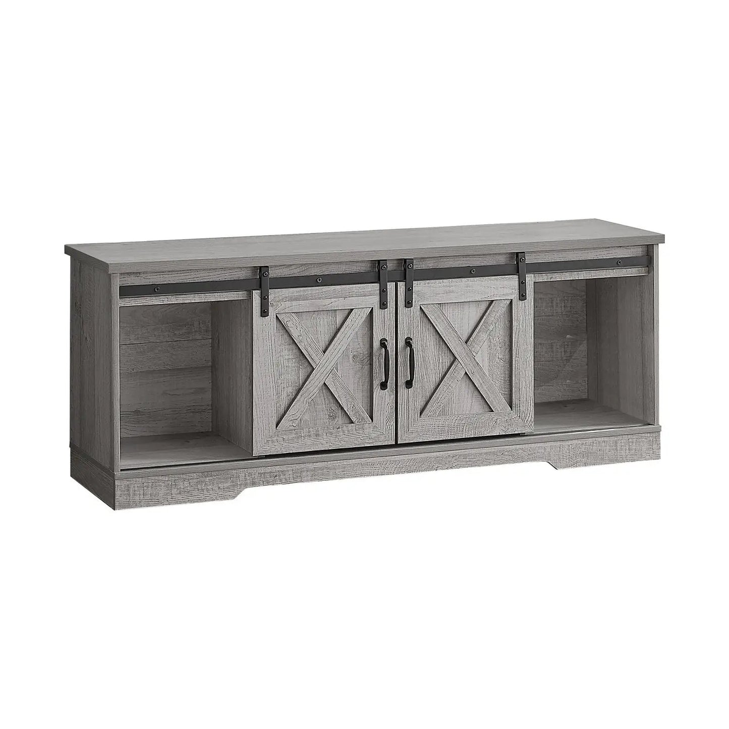 Farmhouse TV Stand Sliding Barn Doors Storage