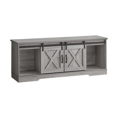 Farmhouse TV Stand Sliding Barn Doors Storage