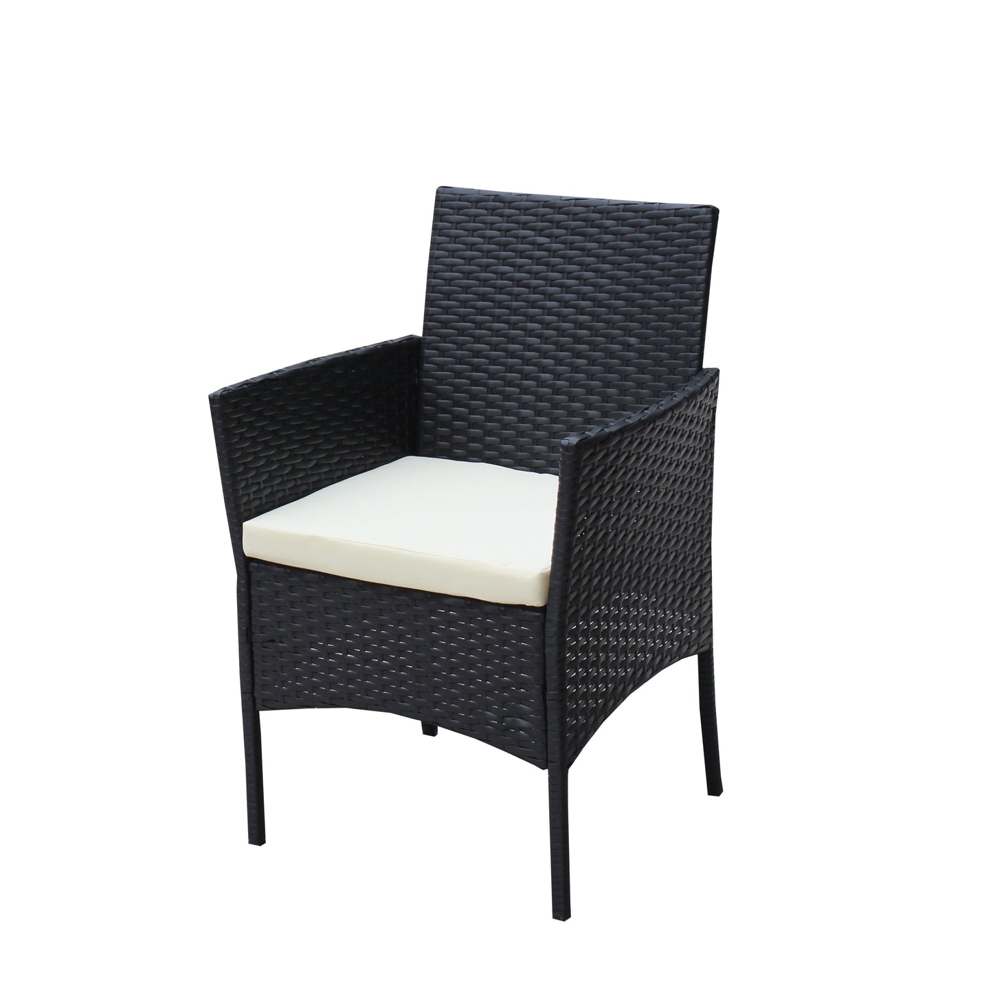 4 PC Rattan Patio Furniture Set outdoor wicker chairs with cream cushions HouseOfZazla on Tampa Home & Garden Store