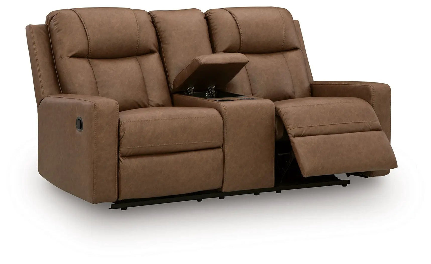 Double Reclining Loveseat With Console Caramel