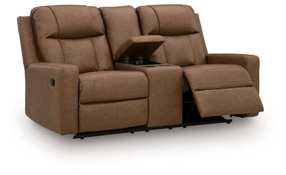 Double Reclining Loveseat With Console Caramel