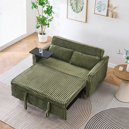 Pull Out Sofa with Movable Tabletop and USB Ports, green corduroy sleeper Unique Piece Furniture on Tampa Home & Garden Store