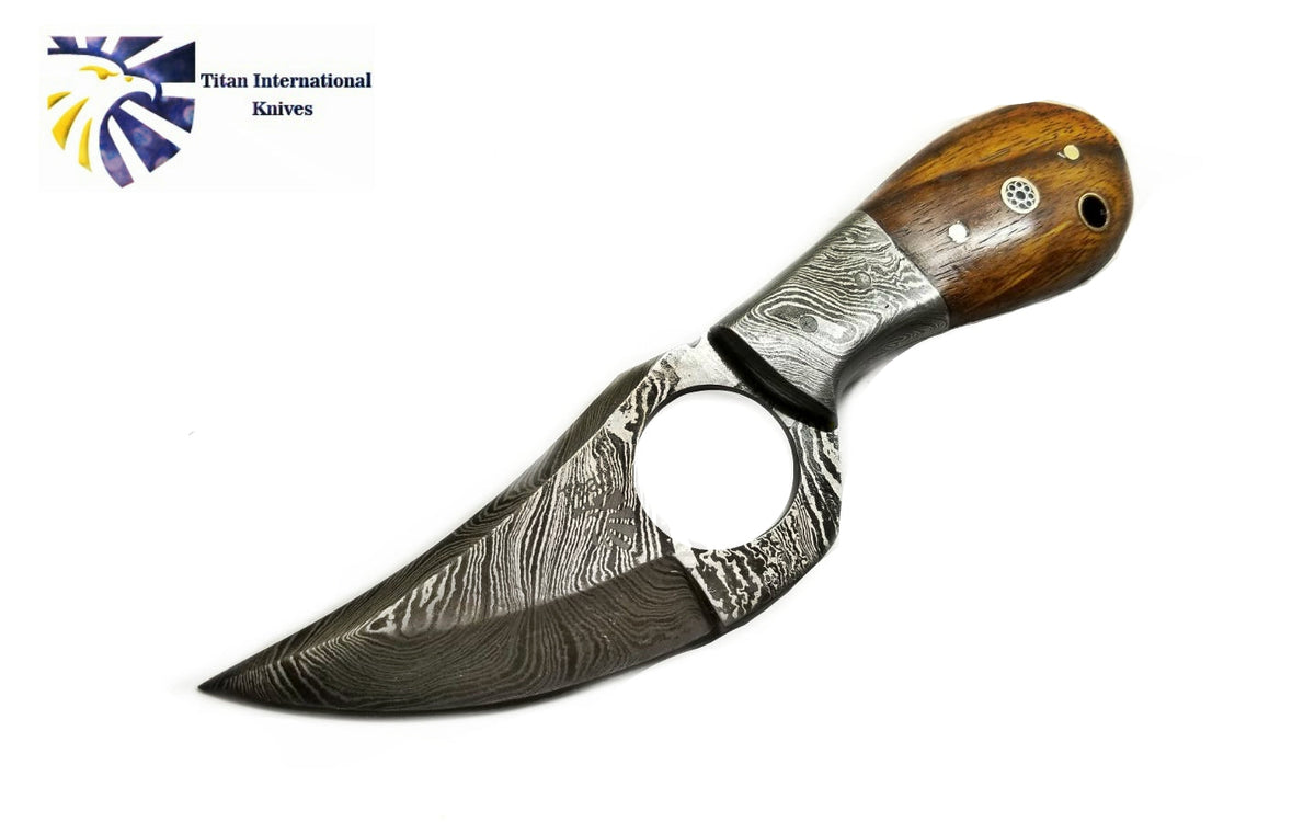 Damascus skinner knife with hand-forged blade and wood handle TD-201 by Titan International on Tampa Home & Garden Store