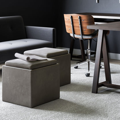 Rockwood Upholstered Cube Ottoman with Tray