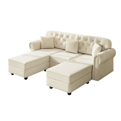 Upholstered Sofa Set with Nailhead and Pillows