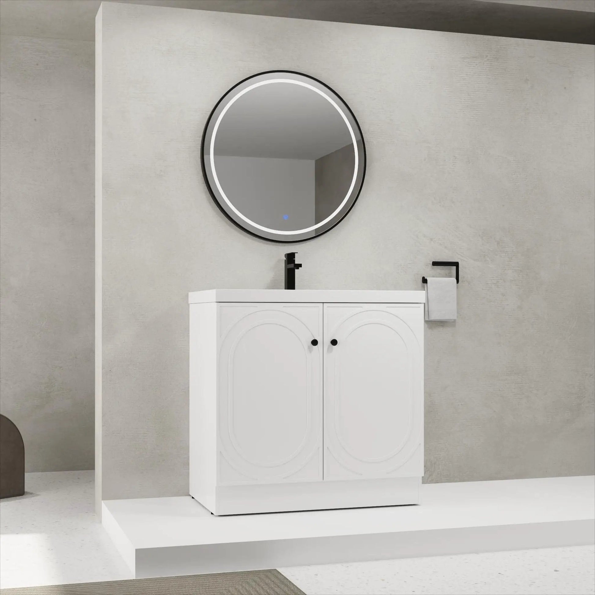 Contemporary bathroom vanity with resin sink and soft-close doors by Unique Piece Furniture on Tampa Home & Garden Store