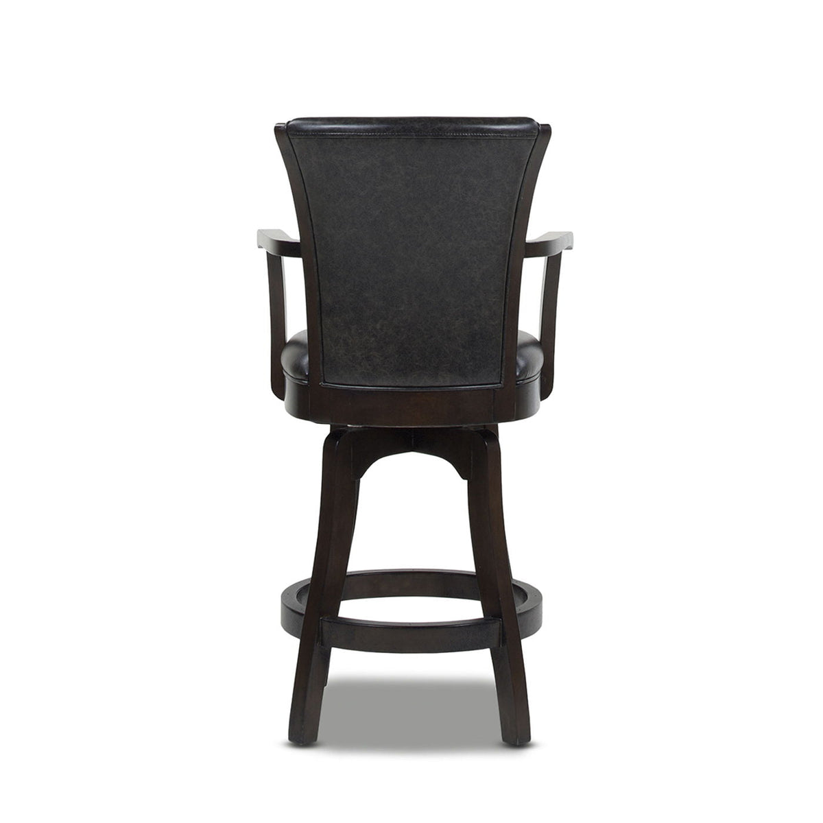 Swivel counter height bar stool with back in espresso hardwood and black upholstery HouseOfZazla on Tampa Home & Garden Store