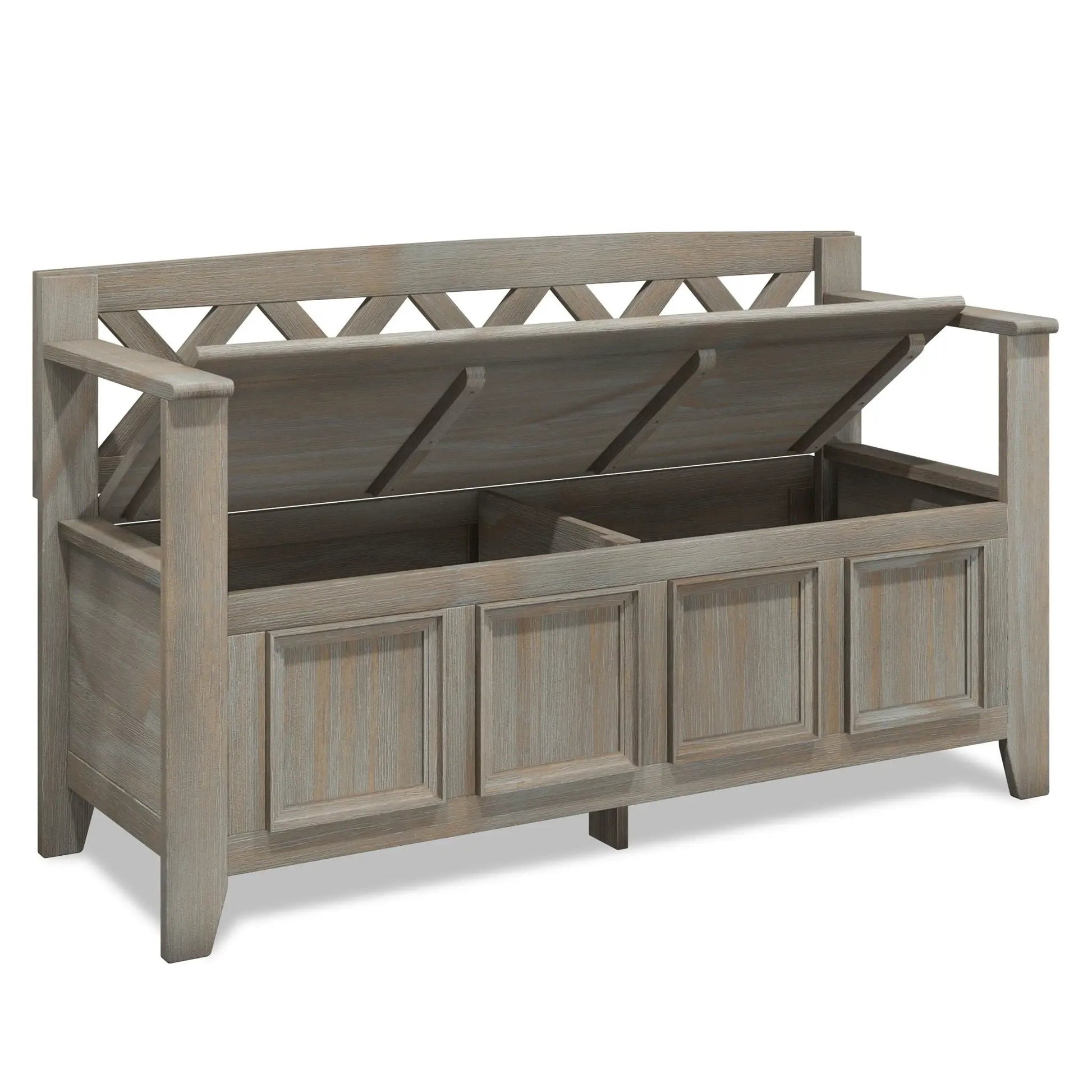 Amherst Handcrafted Entryway Storage Bench in weathered gray wood by Unique Piece Furniture on Tampa Home & Garden Store
