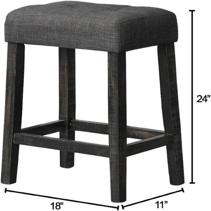 Transitional backless counter stool with upholstered cushion, dark fabric and wood legs 24in on Tampa Home & Garden Store