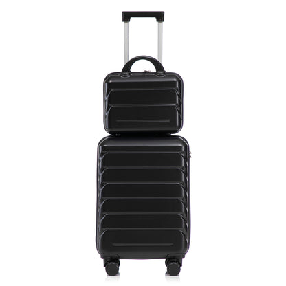 Black ABS spinner luggage case with telescoping handle and four dual-spinner wheels on Tampa Home & Garden Store