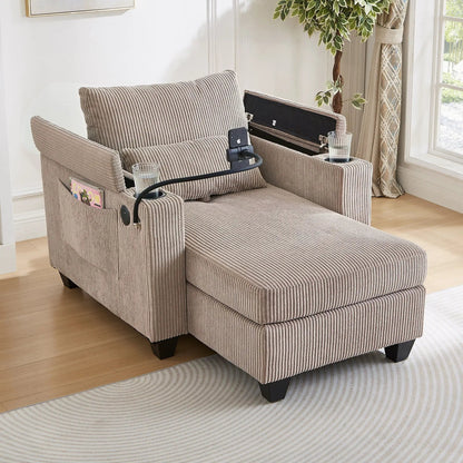 Convertible Chaise Lounge Chair With USB Ports