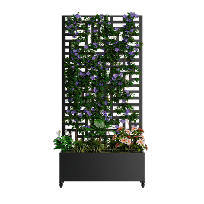 Modern Metal Planter Box and Trellis For Deck Use