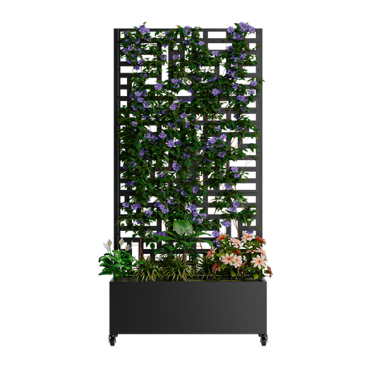 Modern Metal Planter Box and Trellis For Deck Use