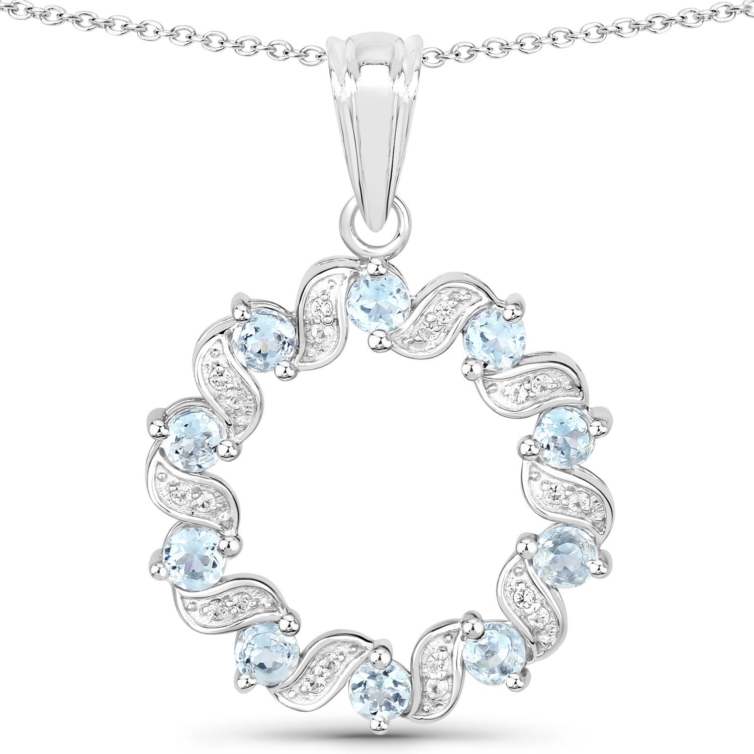 Aquamarine and white topaz pendant 1.10ct by Bids.com on sterling silver chain on Tampa Home & Garden Store