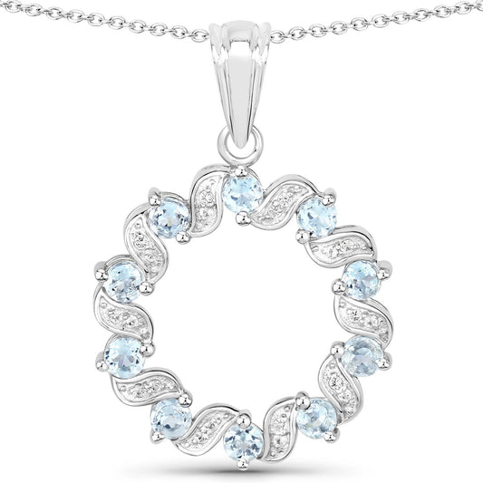 Aquamarine and white topaz pendant 1.10ct by Bids.com on sterling silver chain on Tampa Home & Garden Store