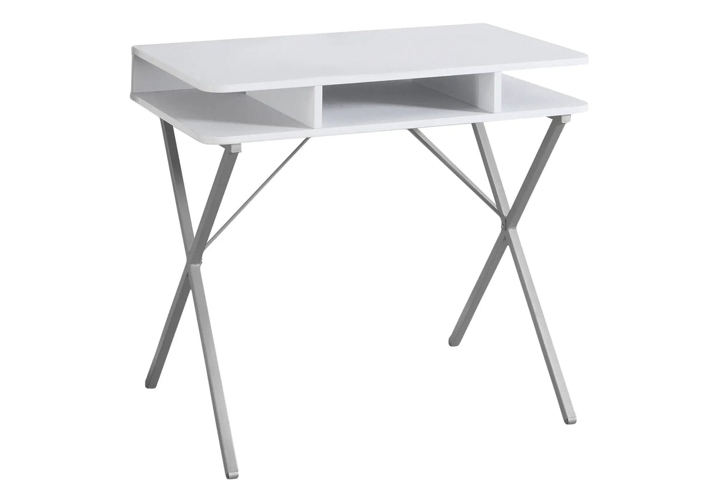 White computer desk with storage shelves and angled metal legs by Unique Piece Furniture on Tampa Home & Garden Store