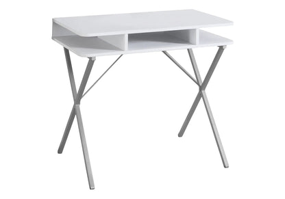 White computer desk with storage shelves and angled metal legs by Unique Piece Furniture on Tampa Home & Garden Store