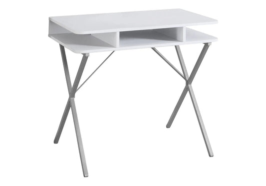 White computer desk with storage shelves and angled metal legs by Unique Piece Furniture on Tampa Home & Garden Store