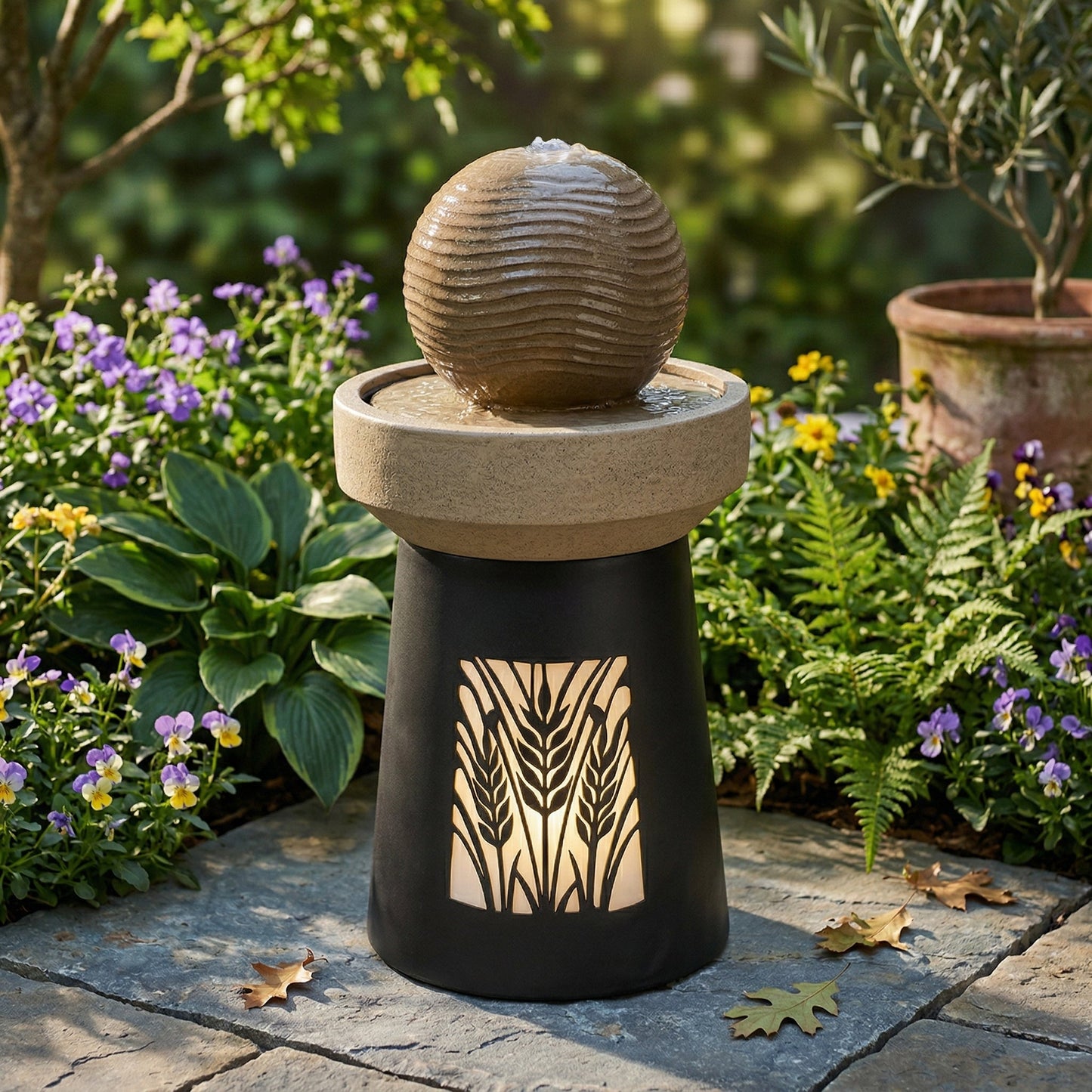 Outdoor Garden Lantern And Leaf Silhouette