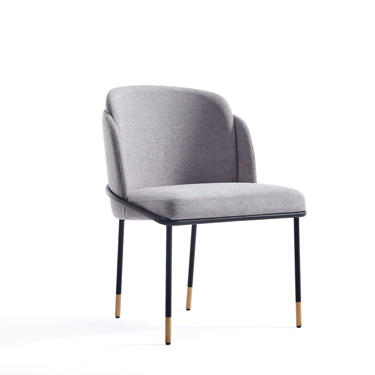 Flor dining chair with twill upholstery in beige, black metal legs by HouseOfZazla on Tampa Home & Garden Store