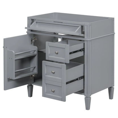 Bathroom vanity base with 2 drawers and tip-out drawer, grey finish, Unique Piece Furniture on Tampa Home & Garden Store