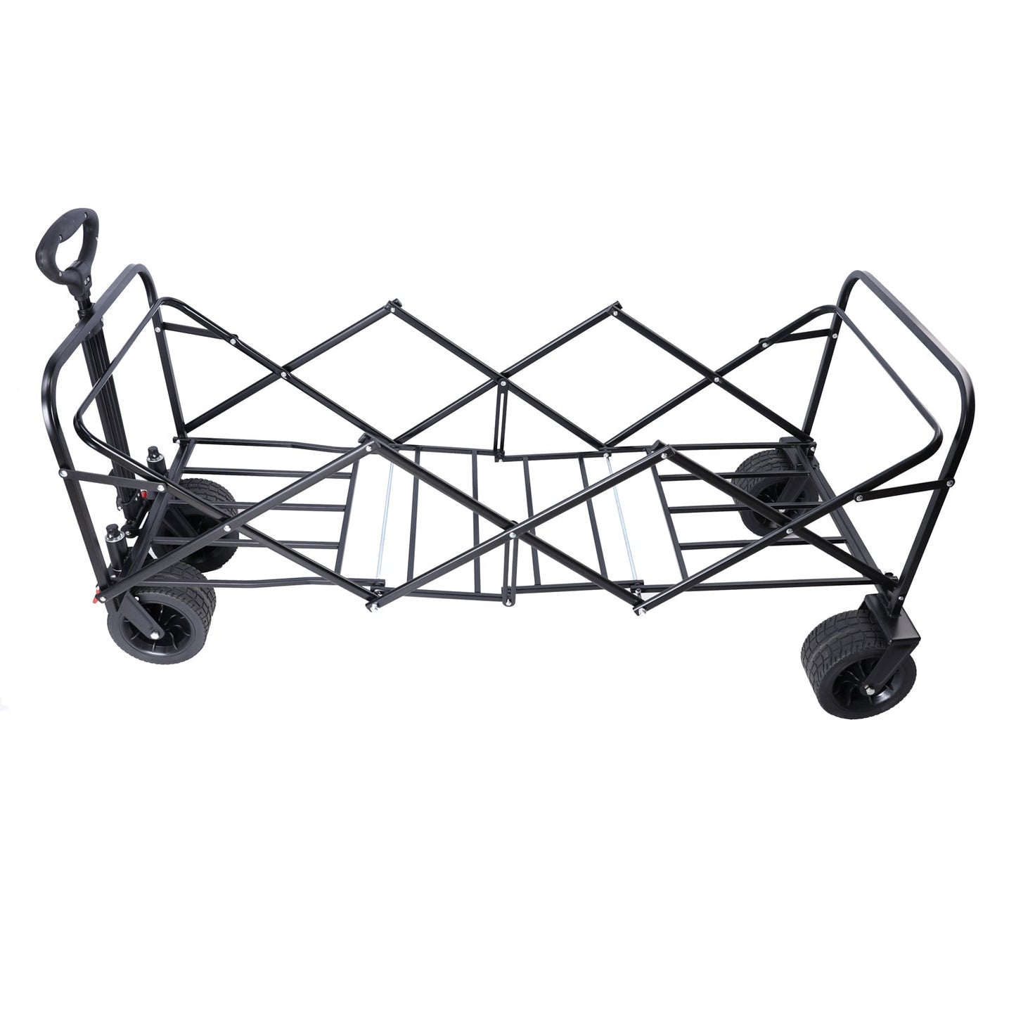 Big folding wagon frame with extender, black metal, four wheels, outdoor cart on Tampa Home & Garden Store