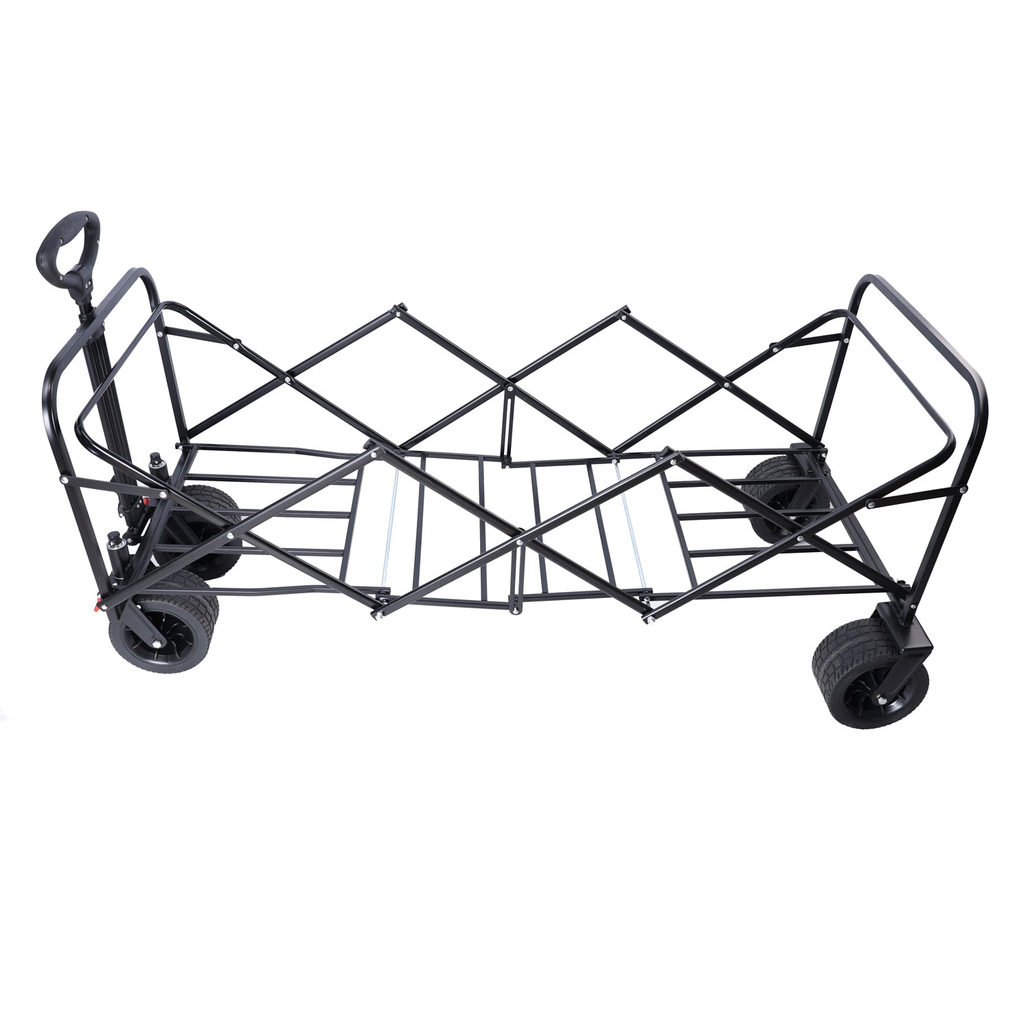 Big folding wagon frame with extender, black metal, four wheels, outdoor cart on Tampa Home & Garden Store