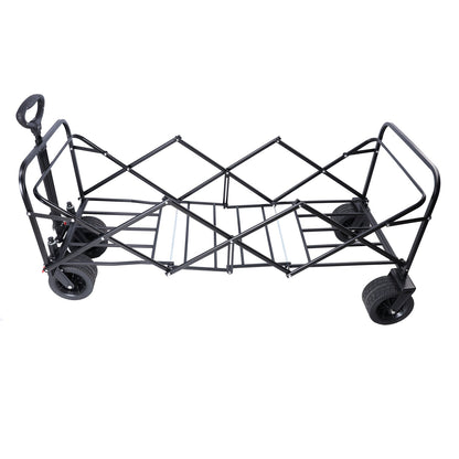 Big folding wagon frame with extender, black metal, four wheels, outdoor cart on Tampa Home & Garden Store