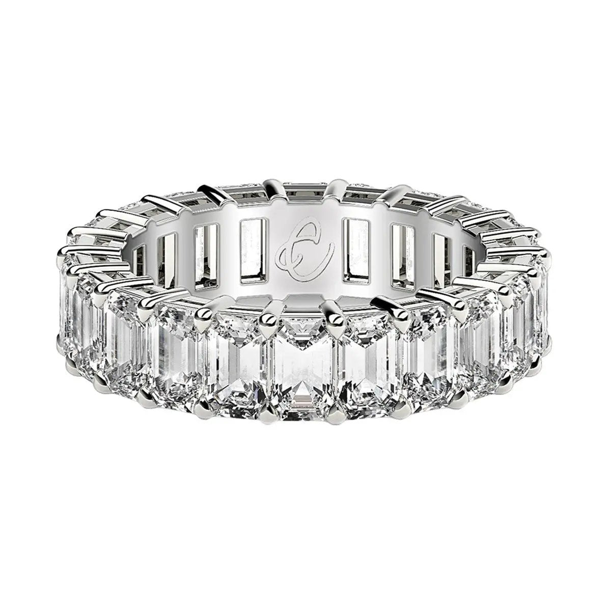Emerald-cut lab-grown diamond eternity ring in 14k white gold, 4 ctw FG/VS2, by Bids.com on Tampa Home & Garden Store